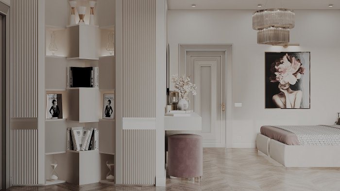 My HOM, neoklassik üslub, 190 m², 2023: mənzil interyeri məkan həllərindən kadr 5/6