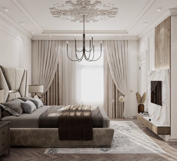 GreenVille project, neoklassik üslub, 140 m², 2023: mənzil interyeri məkan həllərindən kadr 5/5