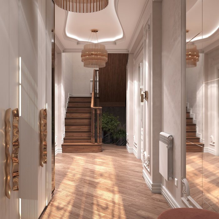 Kveral project — neoklassik üslubda mənzil interyeri, 95 m², 2023