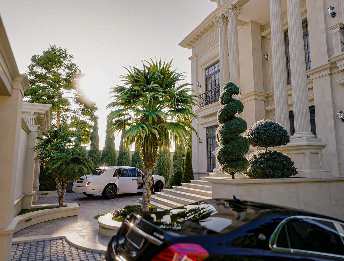 Villa layihəsi detalı — AFİNA layihəsi (neoklassik üslub, 368 m², 2024), kadr 2/7