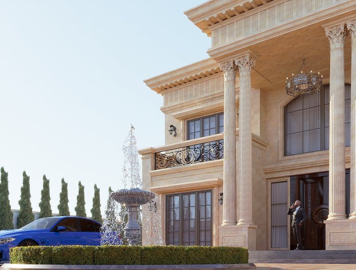 MƏRDƏKAN layihəsi, neoklassik üslub, 355 m², 2024: villa layihəsi məkan həllərindən kadr 5/5