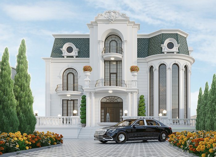 KLASSİK VİLLA layihəmiz — klassik üslubda villa layihəsi, 423 m², 2024