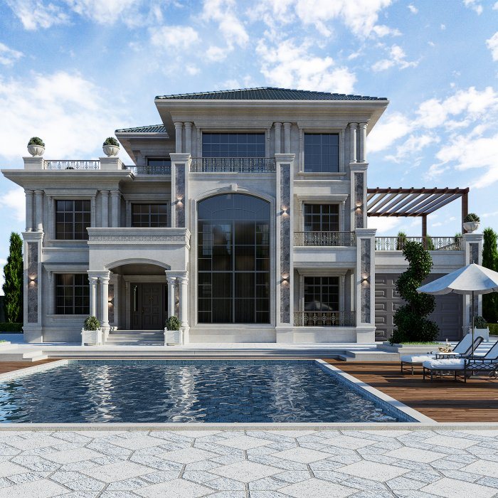 MONAKO layihəsi — neoklassik üslubda villa layihəsi, 586 m², 2024