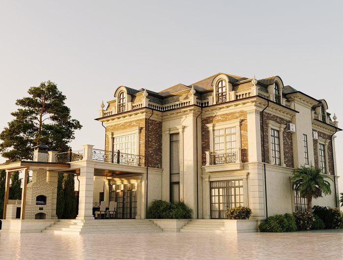 MƏRDƏKAN layihəsi, neoklassik üslub, 475 m², 2024: villa layihəsi məkan həllərindən kadr 5/6