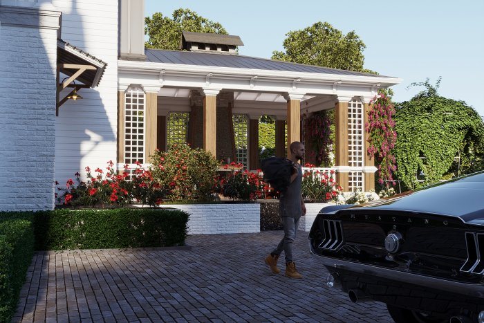 RUSTİK villa layihəsi, neoklassik üslub, 372 m², 2024: villa layihəsi məkan həllərindən kadr 5/6