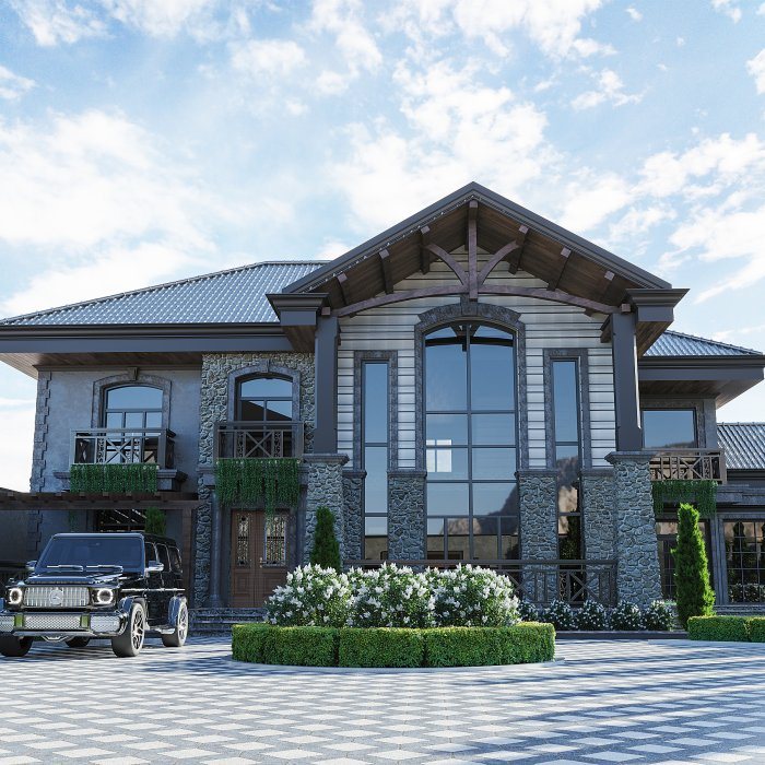 BARN HOUSE üslubunda villa layihəsi obyektindən görüntü 3/6 — neoklassik üslub, 438 m², 2024