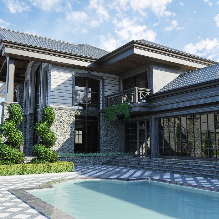 Neoklassik üslub, 438 m², 2024 — BARN HOUSE üslubunda villa layihəsi, kadr 4/6
