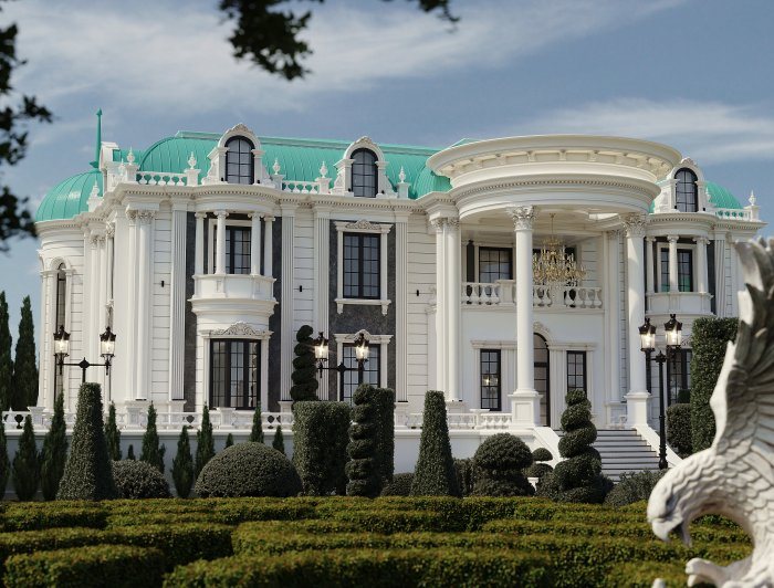 TİFFANY HOUSE layihəsi obyektindən görüntü 3/4 — neoklassik üslub, 858 m², 2024